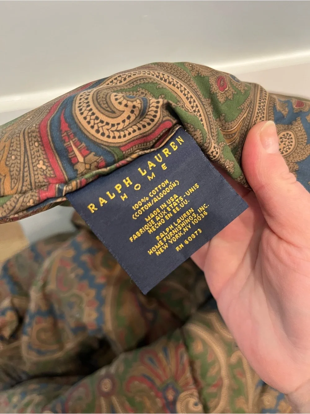 Vtg Ralph Lauren Comforter Brianna Elizabeth Paisley Blue Green Twin Sateen USA